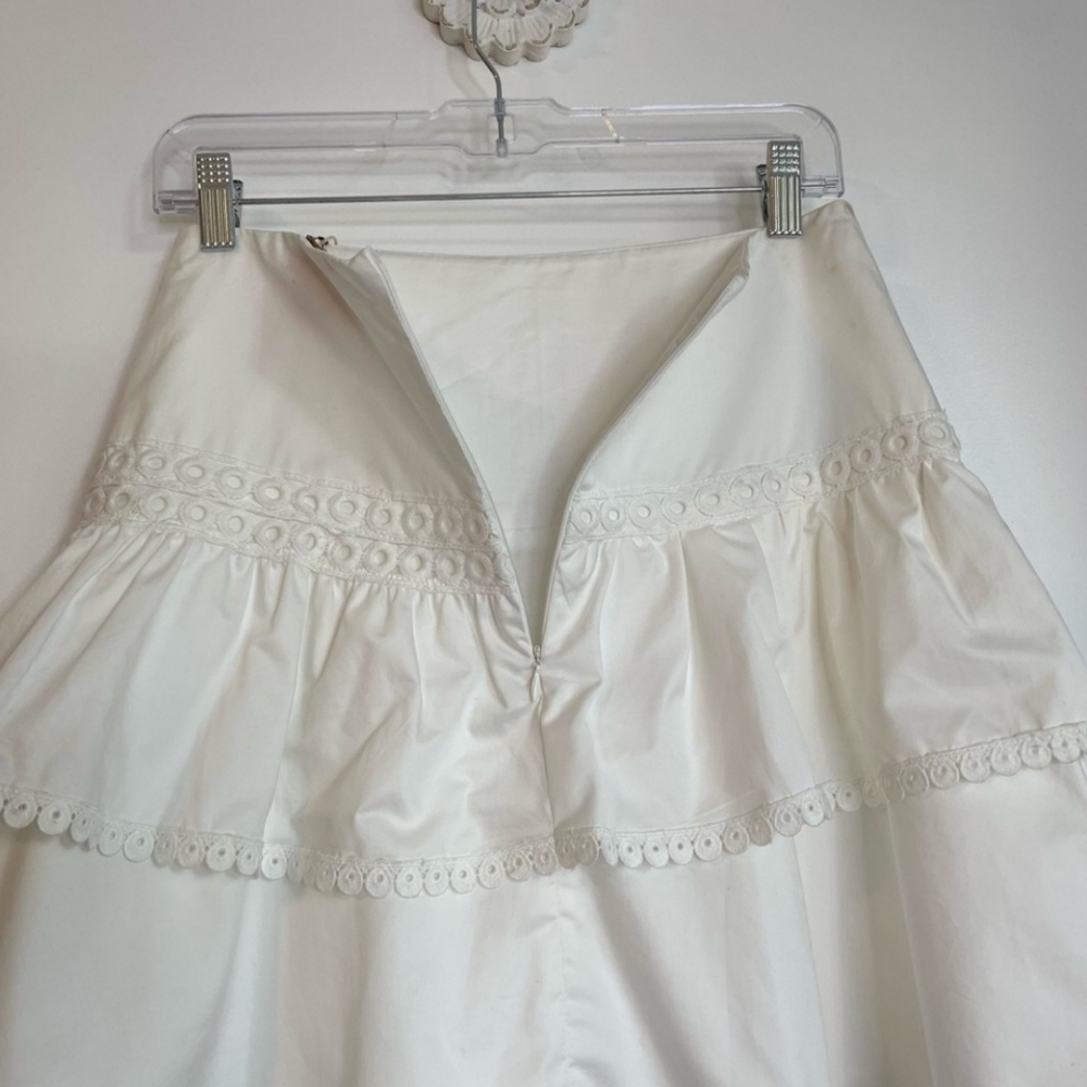 Kasia by Anthropology White Cotton Tiered Ruffled Mini Skirt, Small - Picture 3 of 7